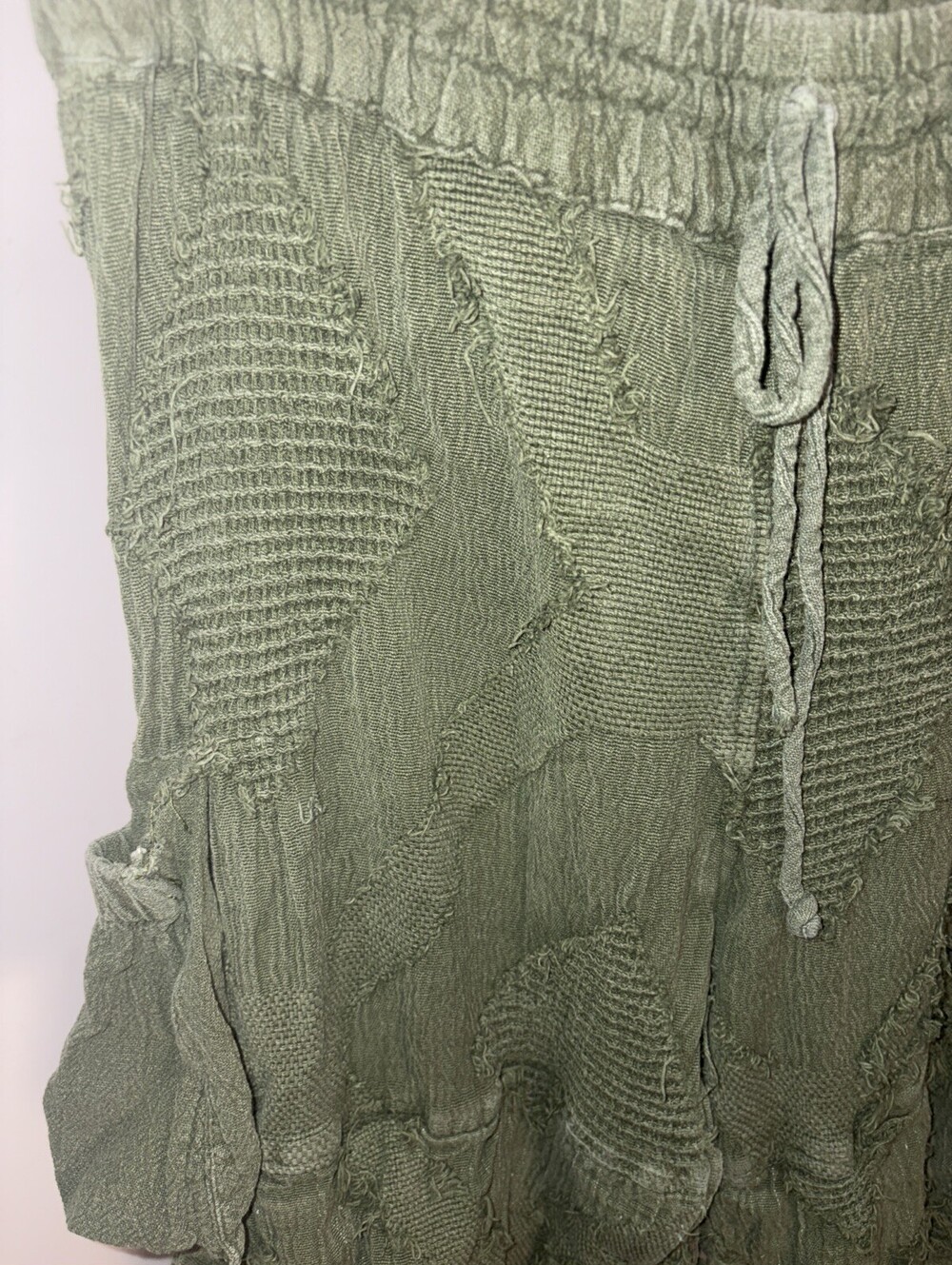Olive Green Distressed Cargo Wide-Leg Pants - Picture 2 of 14